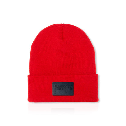 PhaseOne - Leather Patch Beanie - Red